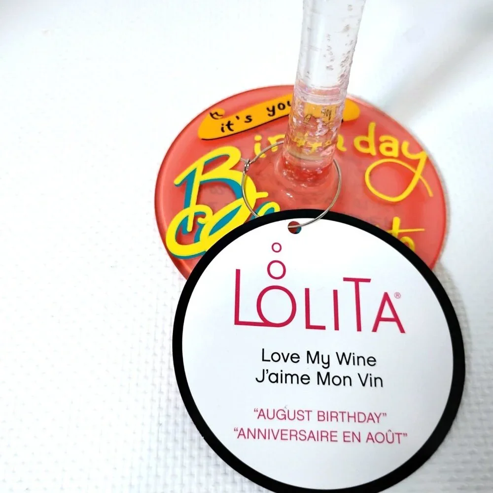 Lolita Painted Wine Glass Rhinestones August Birthday